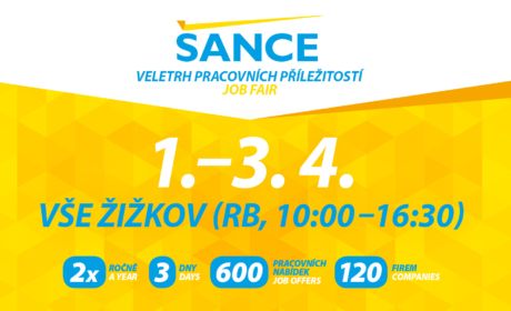 Zveme Vás na tradiční veletrh pracovních příležitostí ŠANCE – 1.-3. dubna 2025!